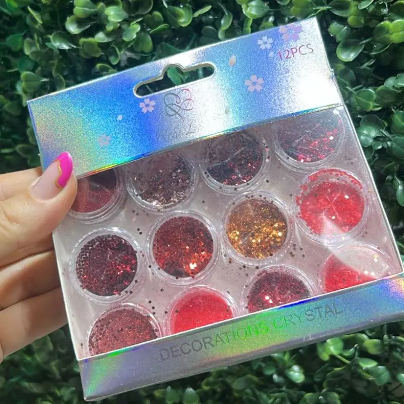 Cartela Glitter Floc.Vermelho C/12