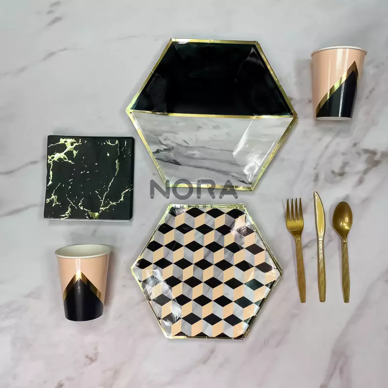 Kit Hexagonal Rosa con Negro 8 px