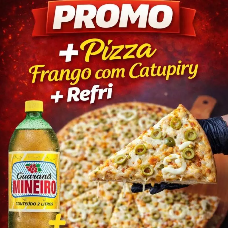 Pizza Frango c/catupiry + Refri 2lt