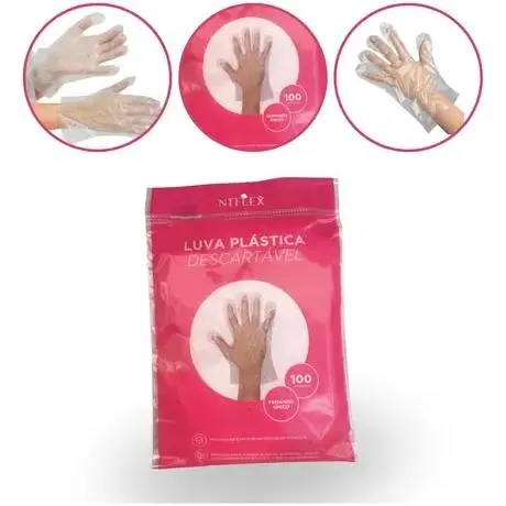 Luva Plastica Descartavel C/100
