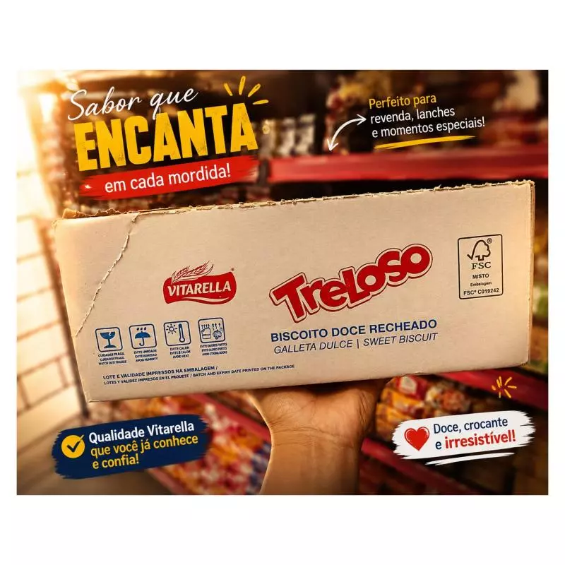 caixa de biscoito treloso com 30 uni