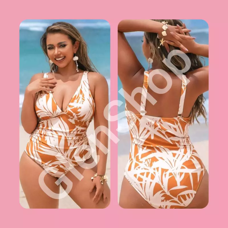 Bañador de plantas naranja