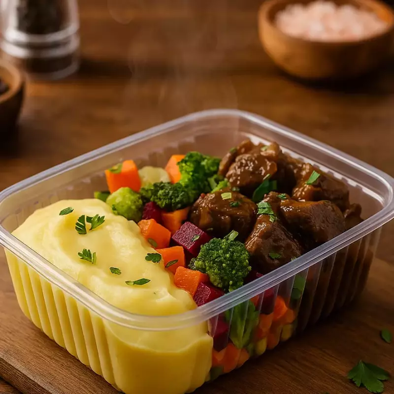 Carne de Panela c/ Purê e Legumes