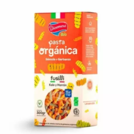 Fideos fusilli kale y morrón org