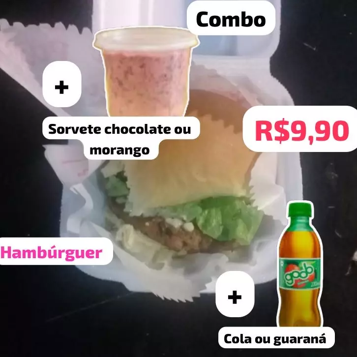 Hambúrguer + sorvete + goob
