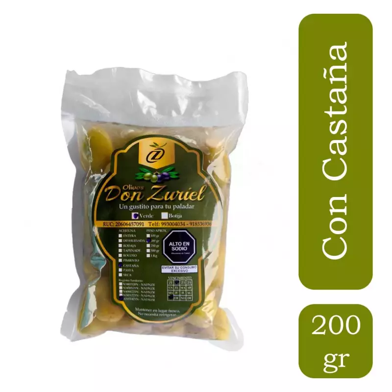 Aceitunas verdes con castaña 200gr