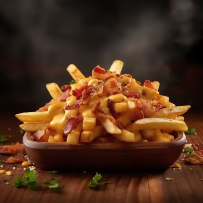 Batata palito cheddar e bacon