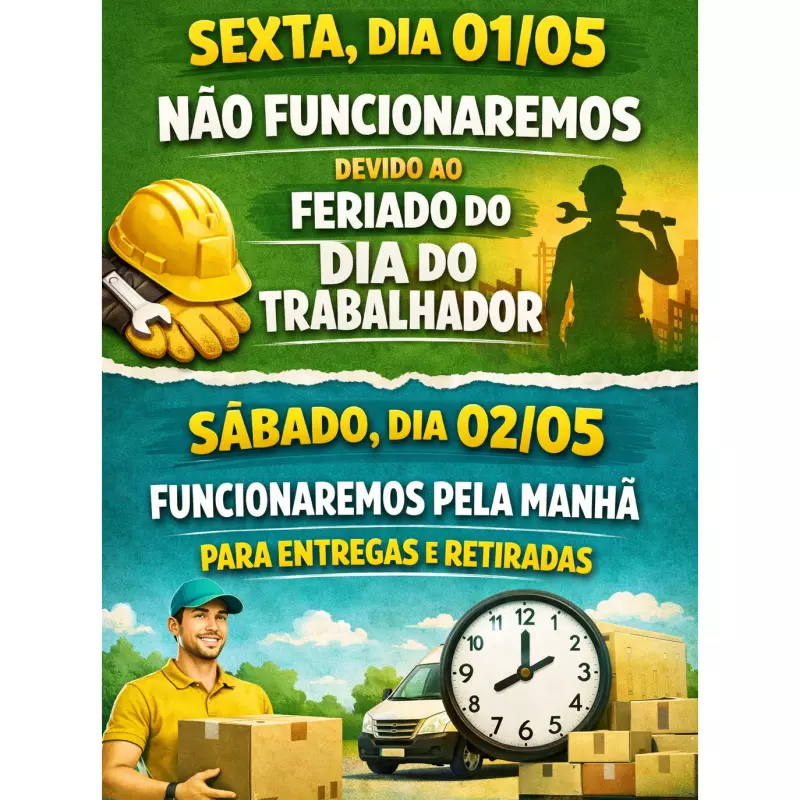 Atenção - Fechados no Feriado 01/05