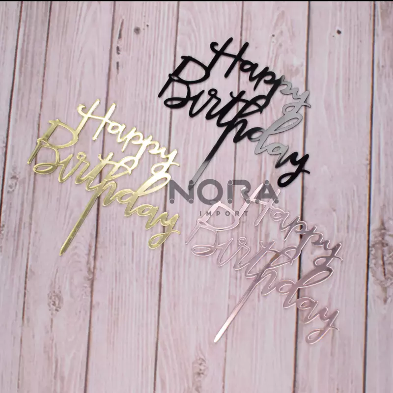 Cake topper "Happy Birthday" Cursivo