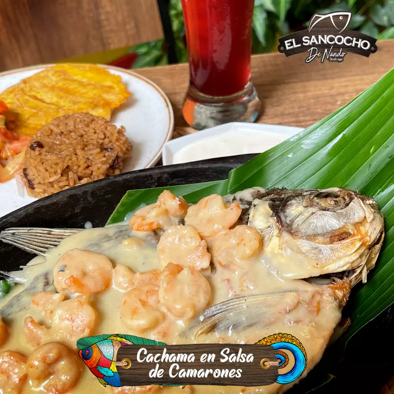 CACHAMA EN SALSA DE CAMARONES