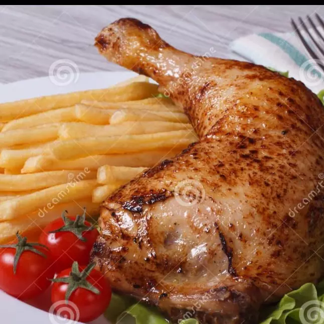 1/4 pollo c/ fritas (pata o pechuga)