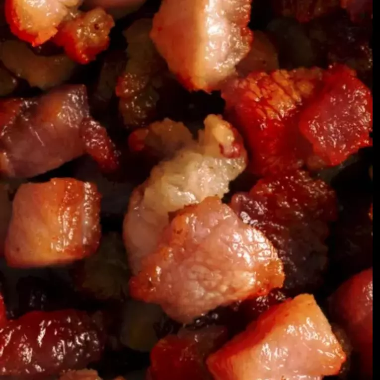 bacon cubinhos frito