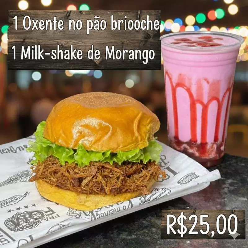 oxente + milk-shake de morango