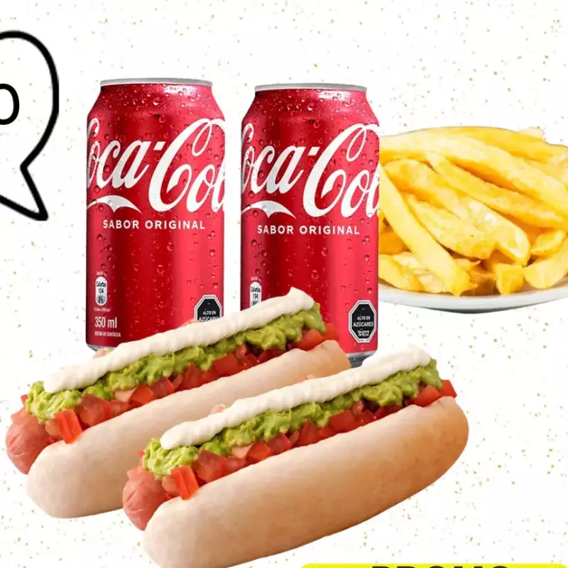 Promo 2 completos mas 2 bebidas y un