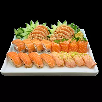 Combinado de salmão contemporâneo