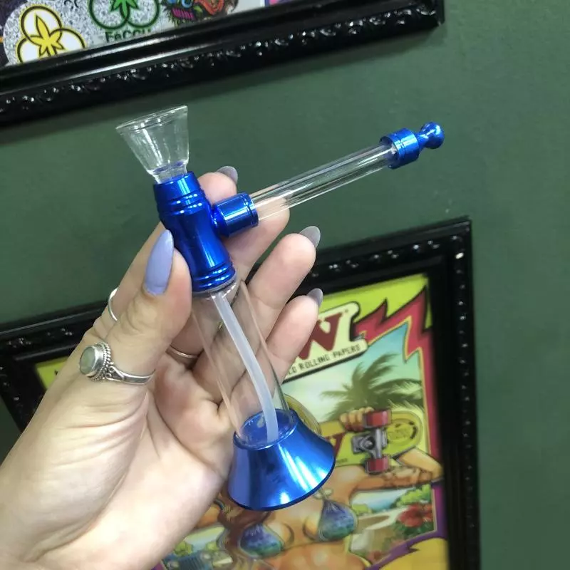 Mini Bong vidro com metal.