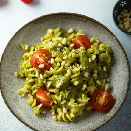 Pasta (GF) con tomate y berenjena