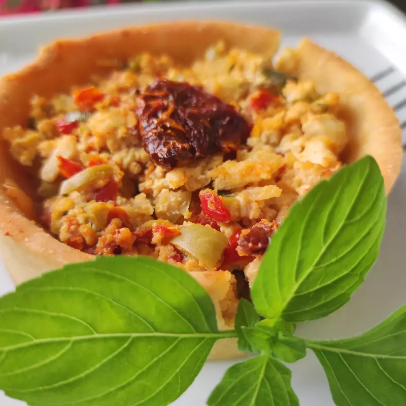 Quiche de tofu com tomate seco