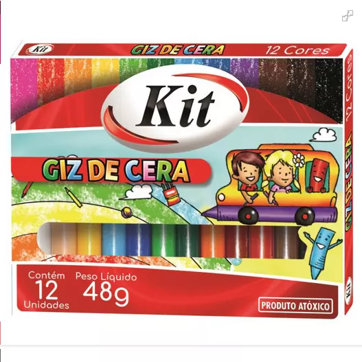 Giz de cera kit 12 cores 48g