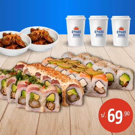 40 MAKIS + 8 ALITAS BBQ + 3 BEBIDAS