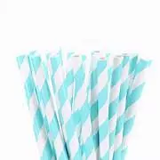 Canudo de Papel Listrado Azul Claro