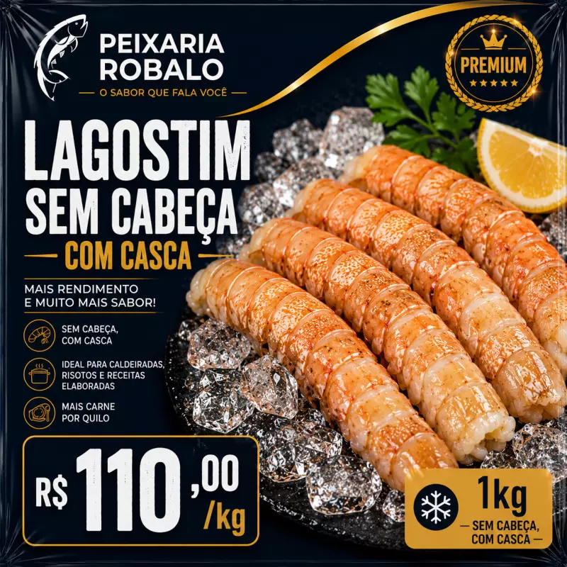 Lagostim sem Cabeça com Casca