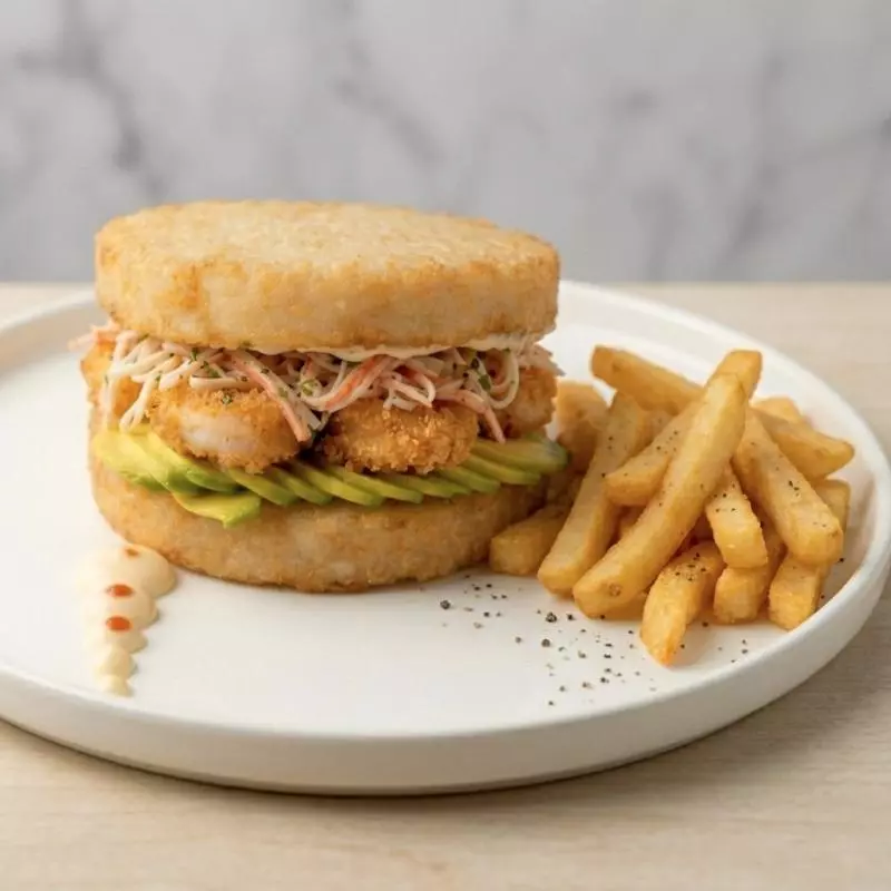 Camaron Burger  + Papa fritas
