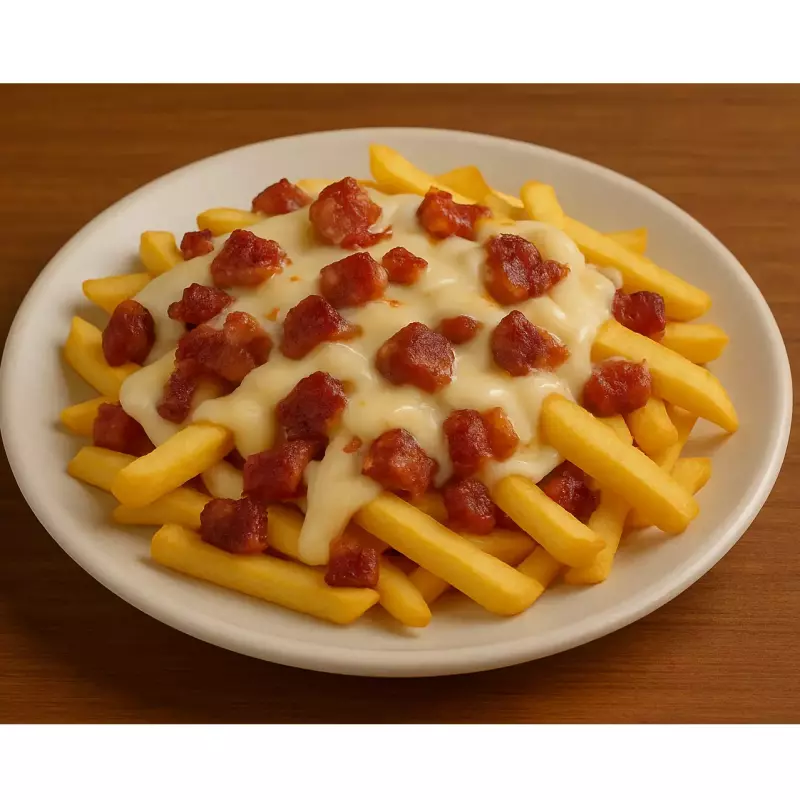 Batata frita com bacon e mussarela