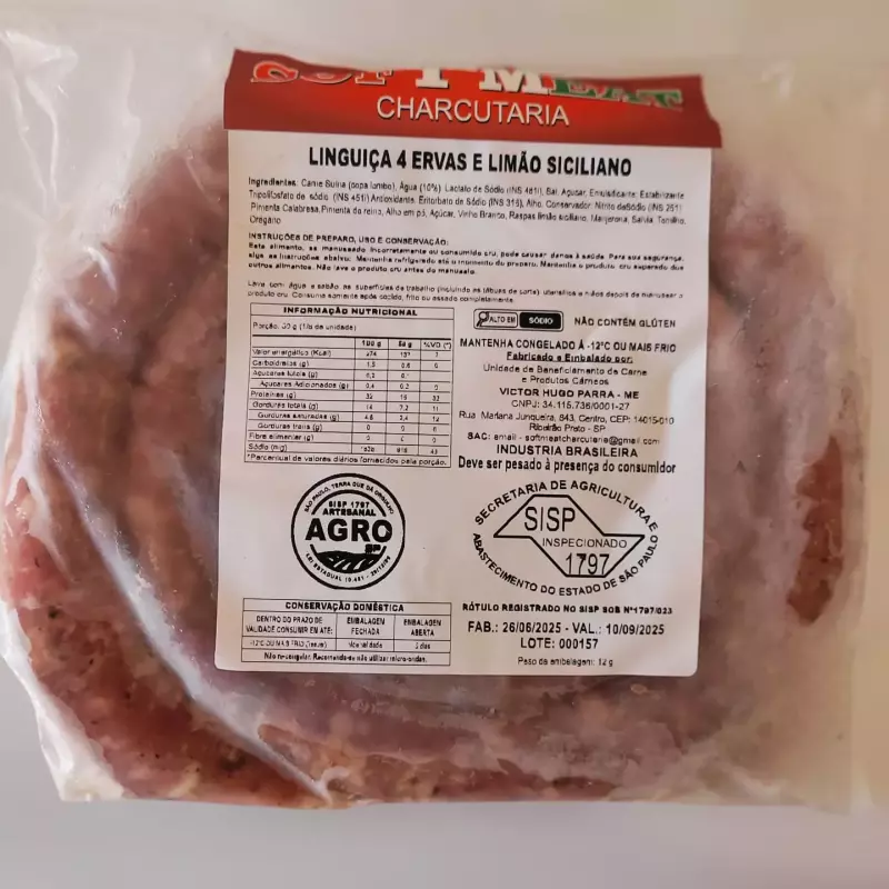LINGUIÇA ARTESANAL COM ERVAS E LIMÃO