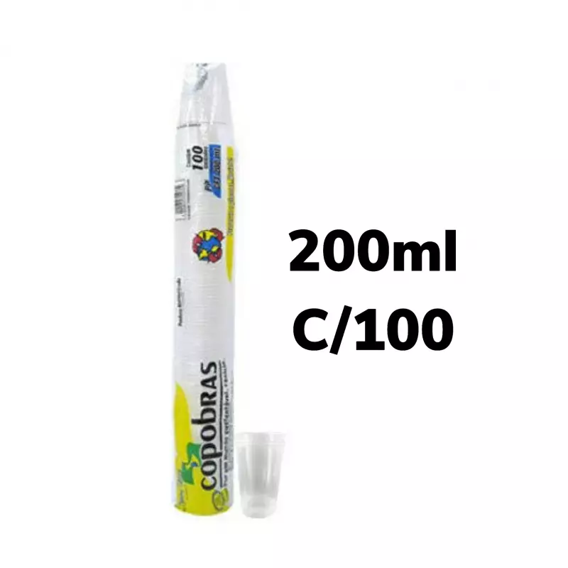 Copo descartável de 200ml C/100