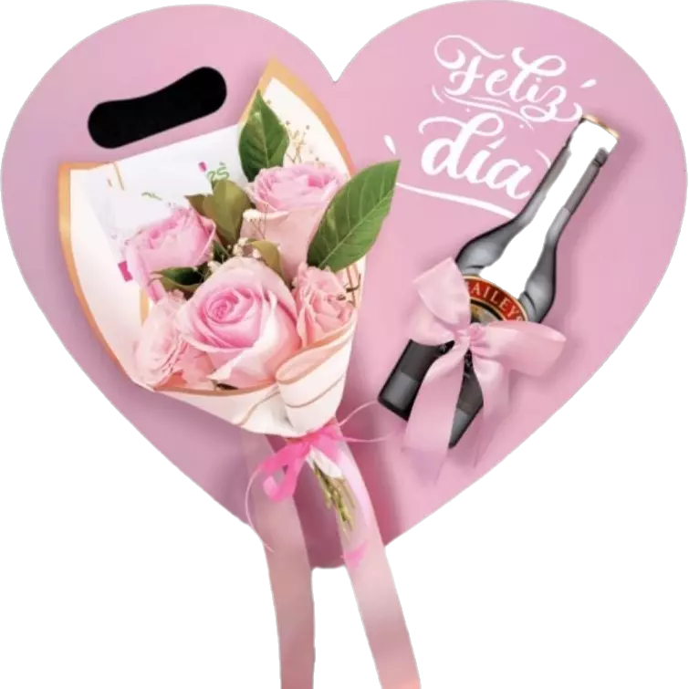 Corazon bouquet rosado