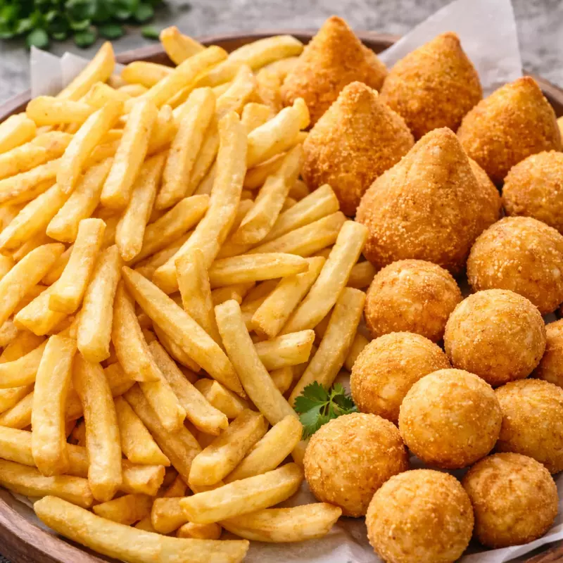 BATATA FRITA 500g+SALGADO 30 unidade