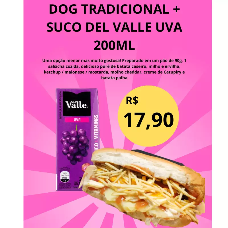 DOG TRADICIONAL  + DEL VALLE UVA