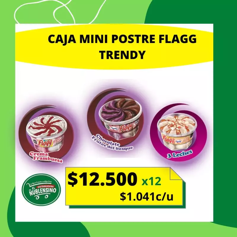 Caja mini postre Flagg 12 unidades