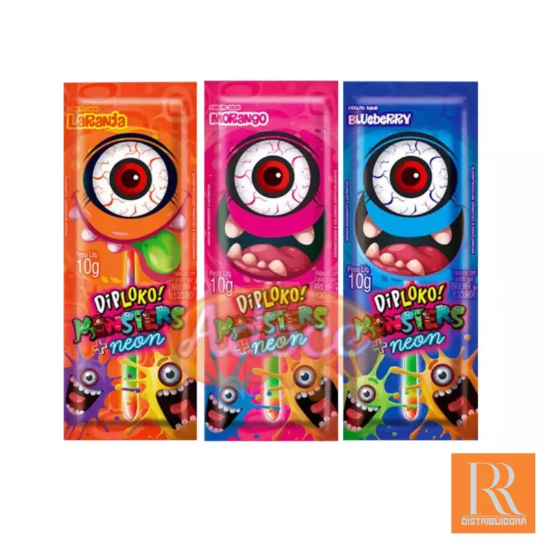 Pirulito Dip Loko Neon Monsters C/30