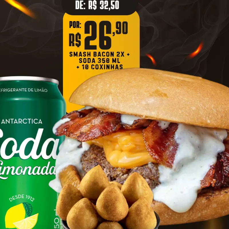 smash bacon 2x + 10 coxa +soda 350ml
