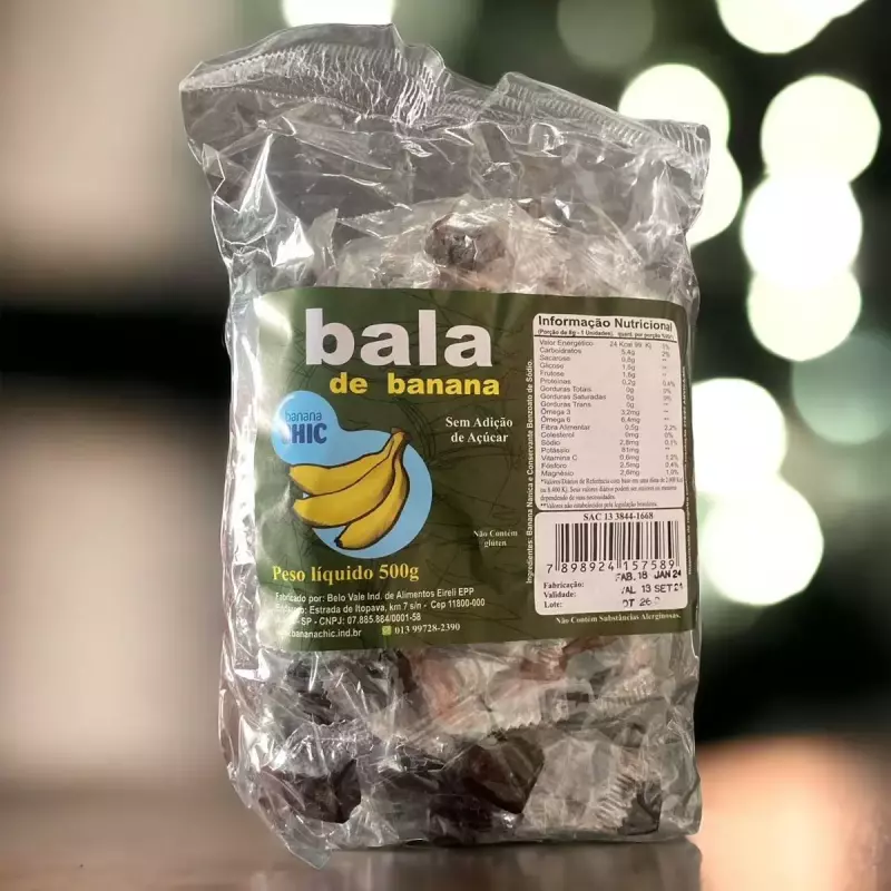 Balas de banana sem adição de açúcar
