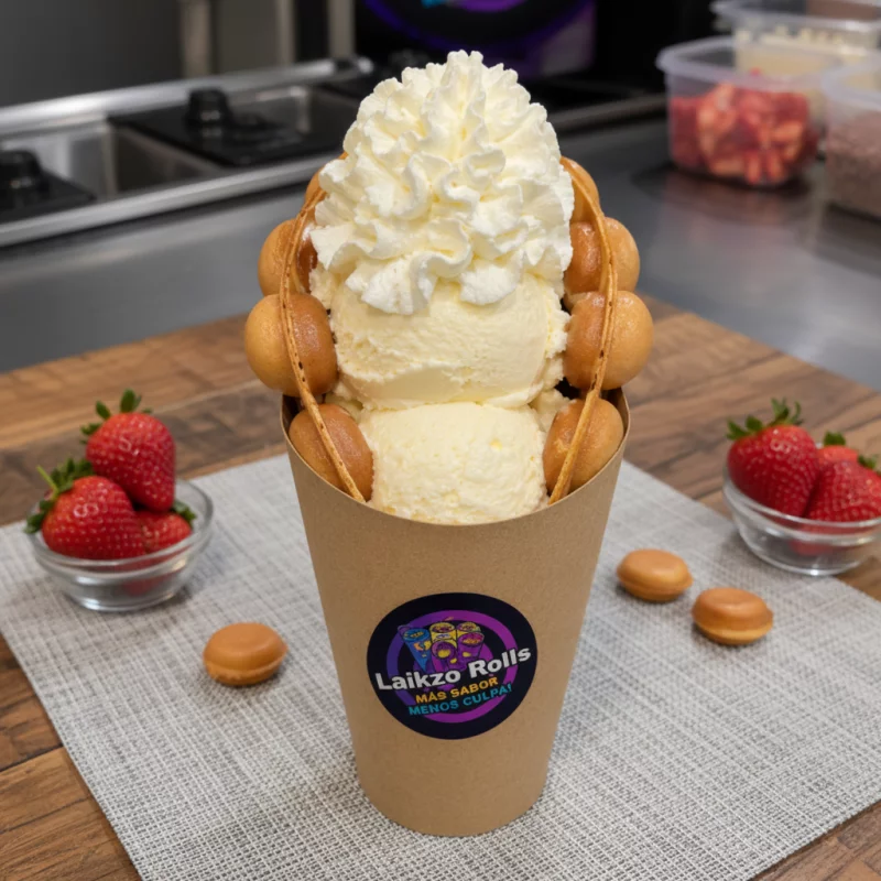Buble Waffle con Helado