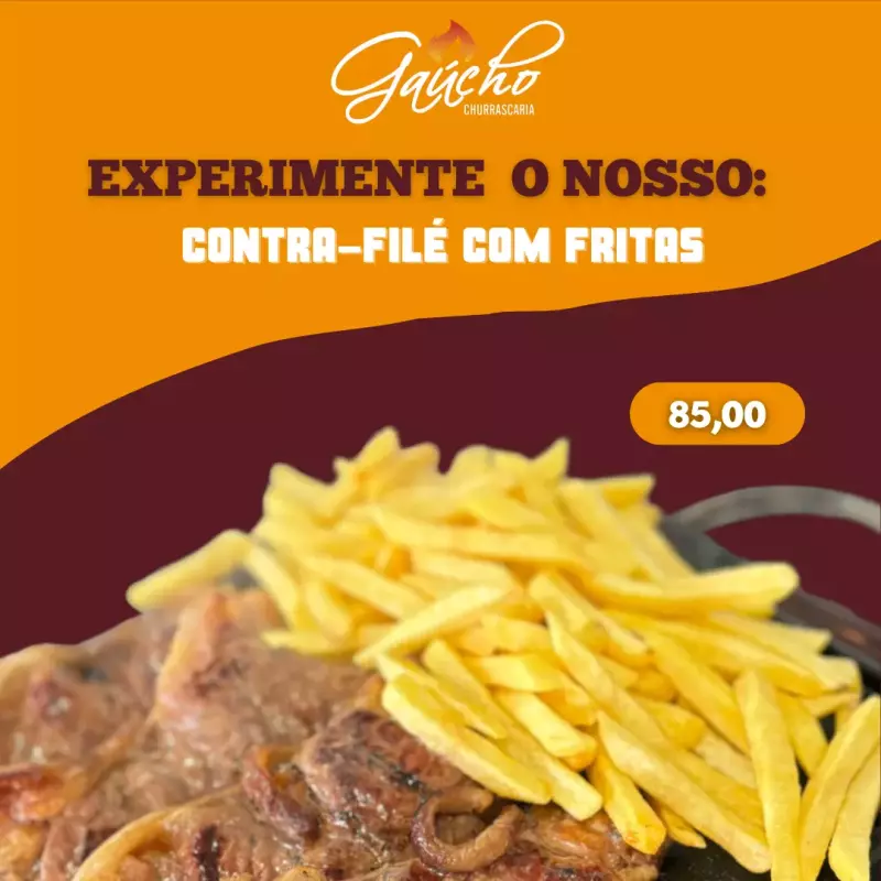 Contra-filé com fritas