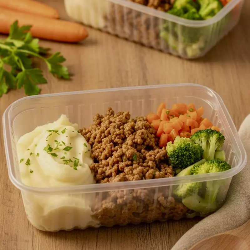Carne Moída c/ Purê e Legumes