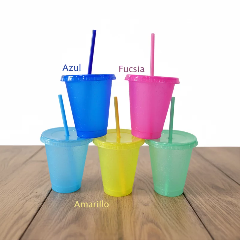 Plástico glitter neon 16 0z