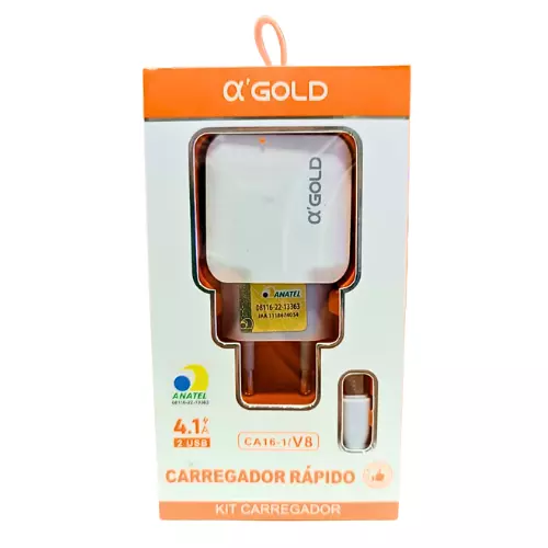CARREGADOR GOLD V8 RÁPIDO CA16-1