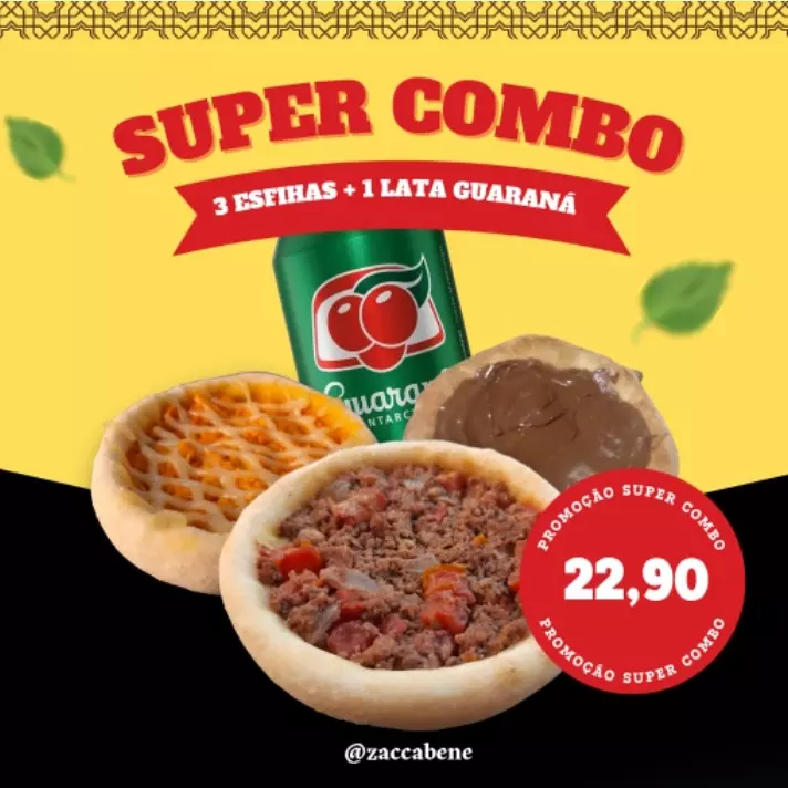 Combo 1 - 3  esfihas+1 Lata Guaraná