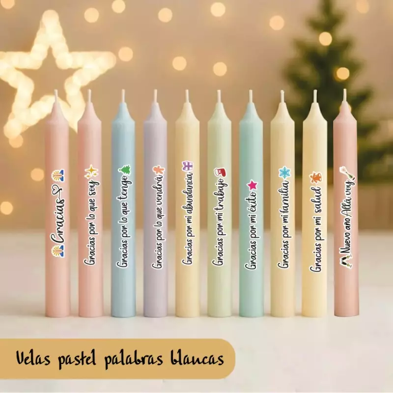 Vela 15cm paq x10 pastel gratitud