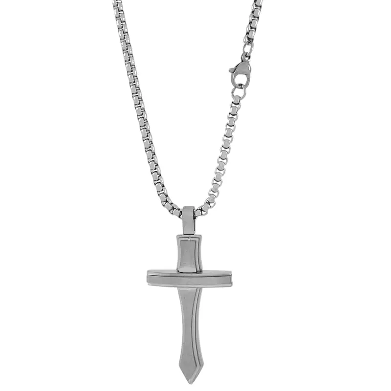 Matte Silver Cross Necklace