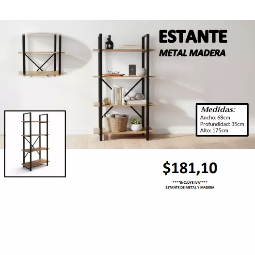 ESTANTE METAL MADERA