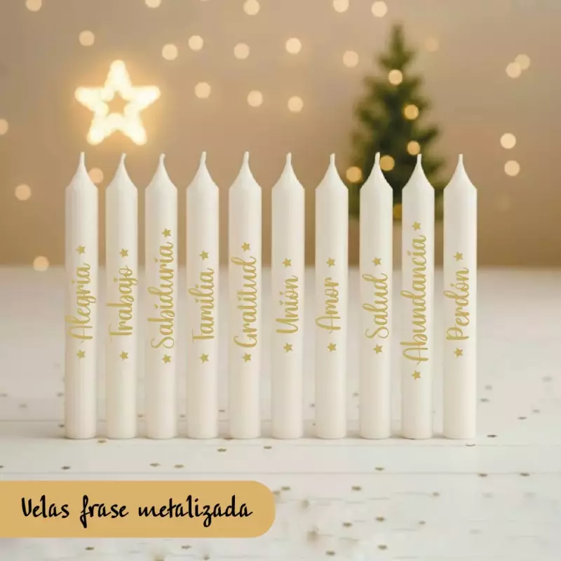 Vela 15cm paq x10 deseo dorado premi
