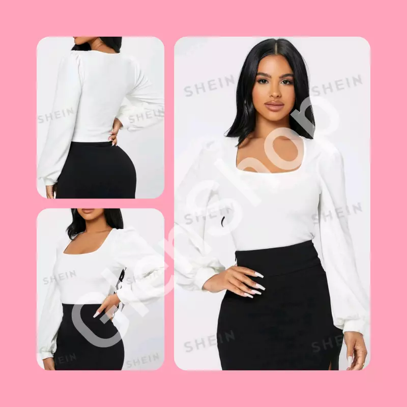 Blusa blanca manga farol