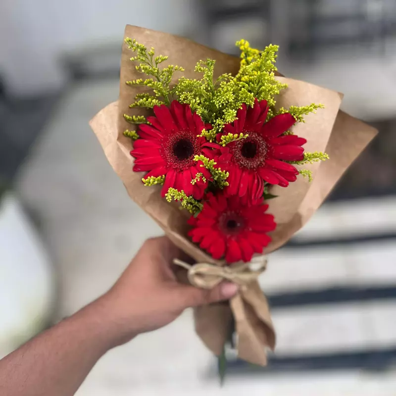 Mini 3 gérberas ver. Leque.