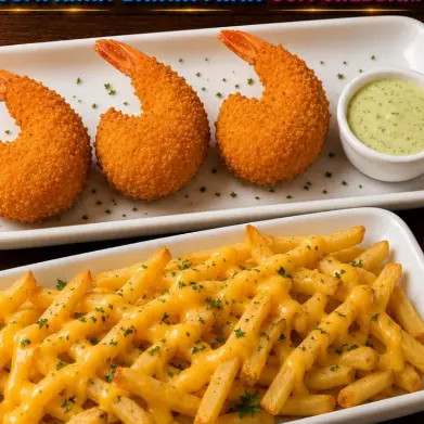 Camafeu de Camarão com fritas